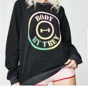 NWT Wildfox Black Sweatshirt Body By Trey dark gray